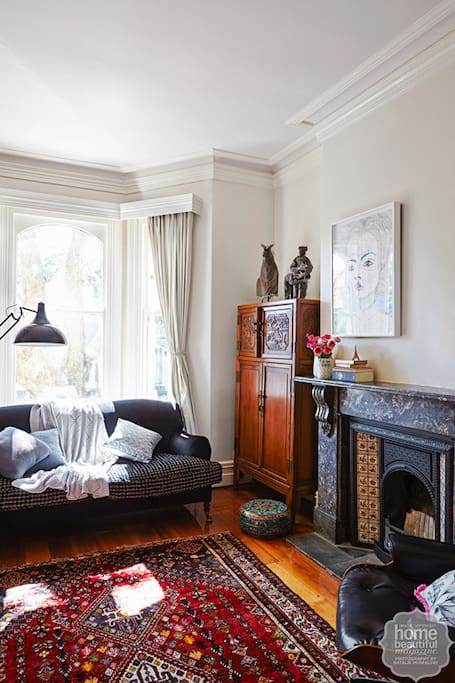 Original 1850's sitting room with working fireplace