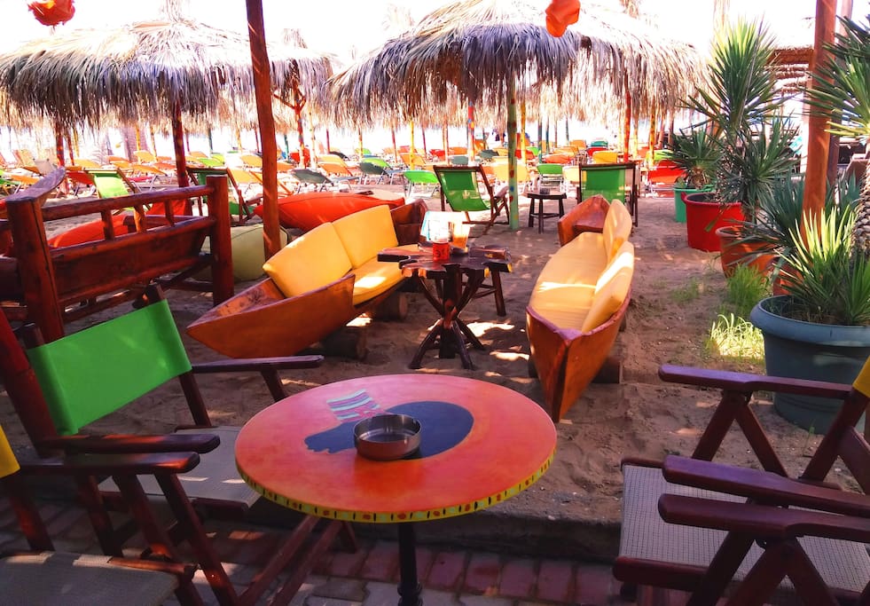"Rasta" Beach bar in Paralia Vergia 900m from the Wooden house.