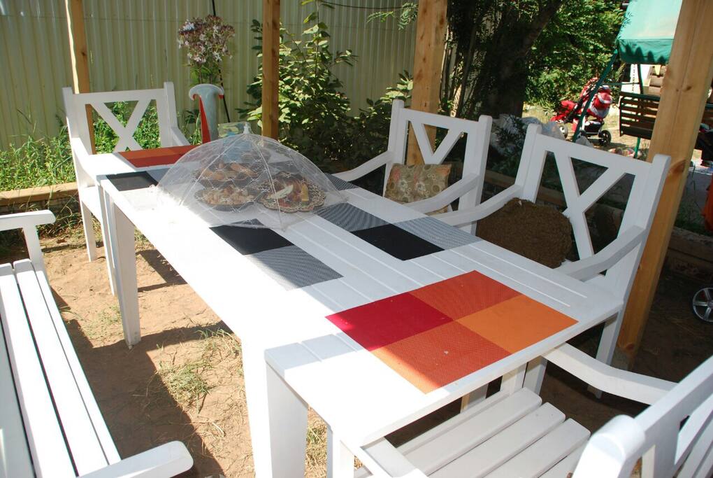 Dinner table in the garden house