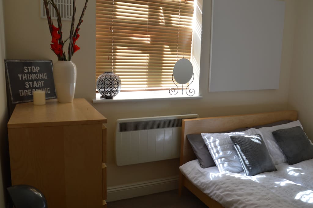 Bedroom - double glazed window with Venetian blind.