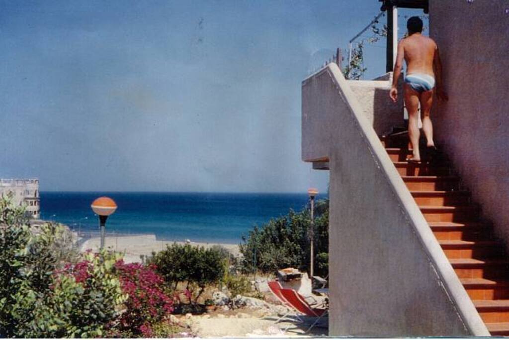 Vista magnifica del mare avanti casa, con alberi ancora piccoli ( la foto è datata)