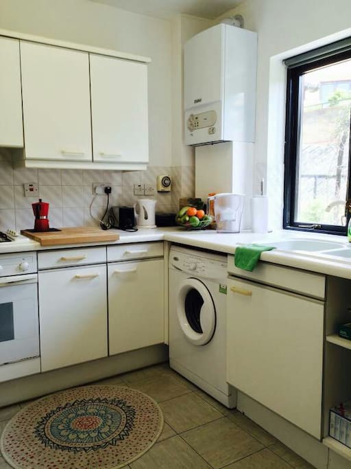 Separate kitchen with view of the garden