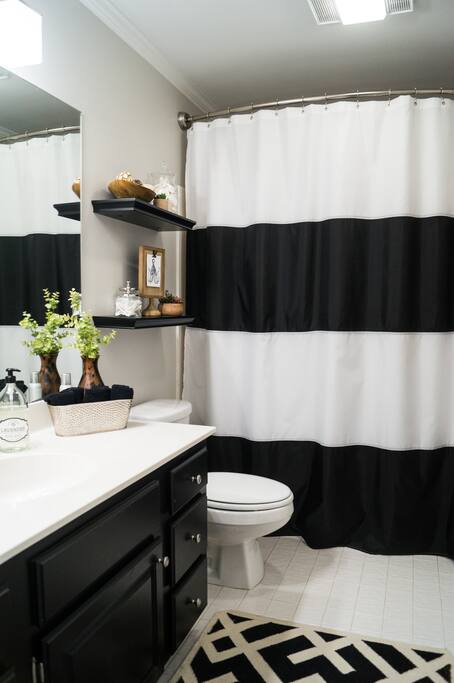 Your private bathroom has a full shower and plenty of counter space.