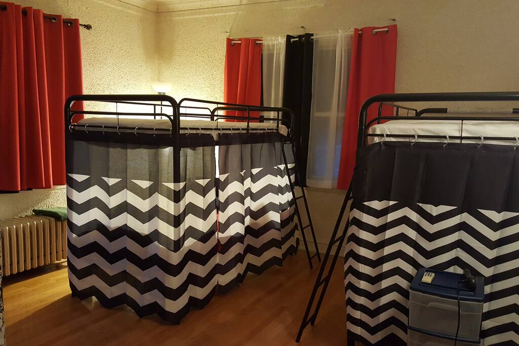 Bedroom #2 - Bunk beds with privacy screen on bottom beds