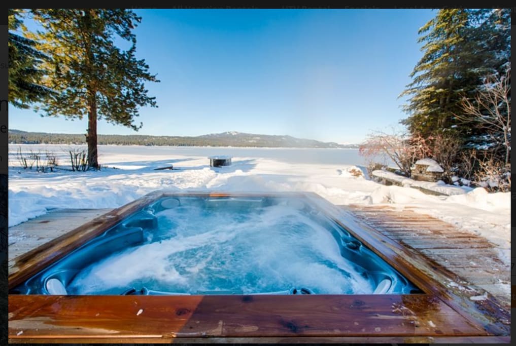 the view of Lake View Bowl at Brundage, from the sunken hot tub