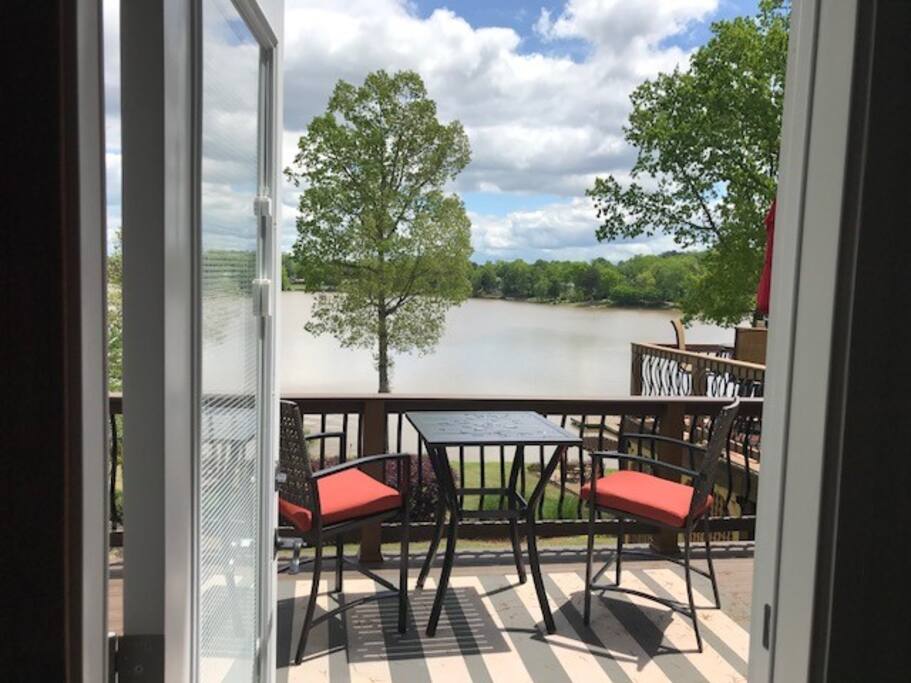 Doors lead to deck area reserved for guests.