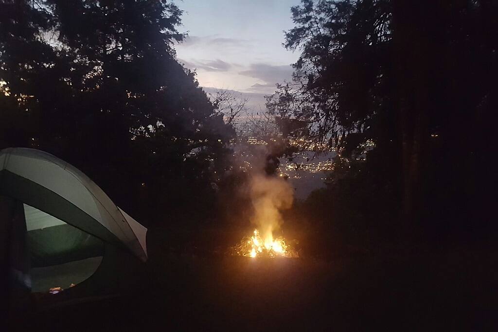 the fire pit at night