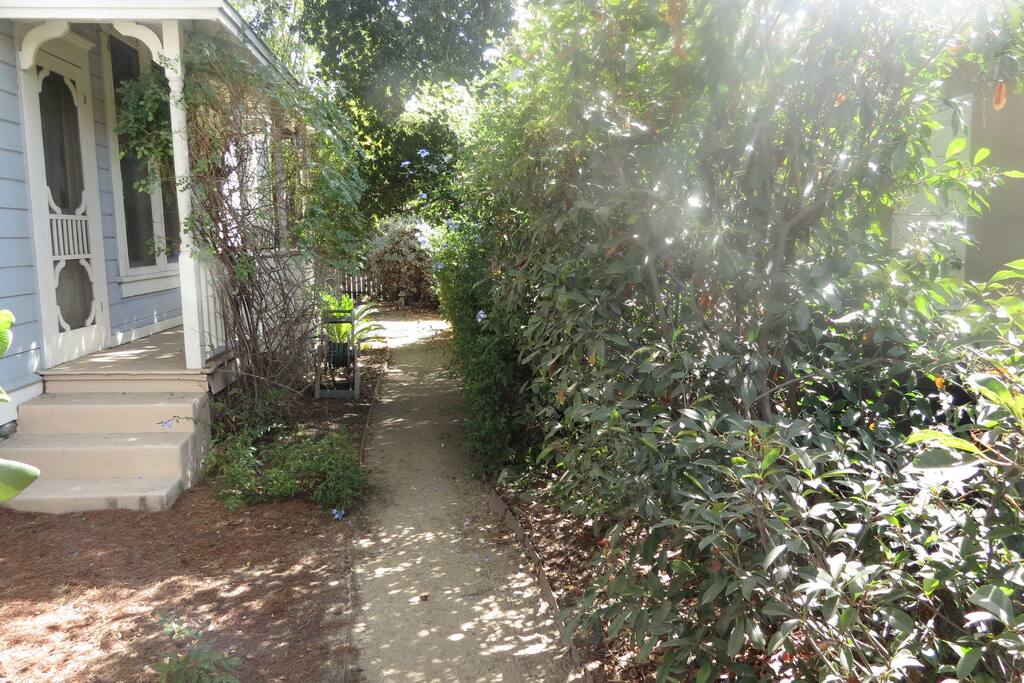 Private garden path to entrance