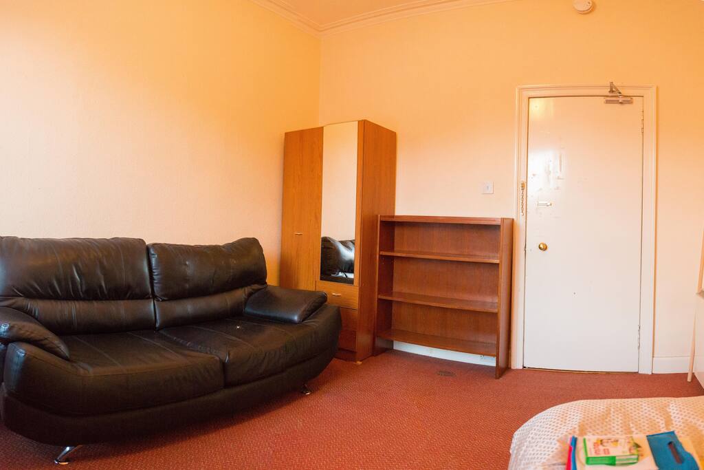A couch inside.
