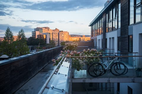 Supercentral flat with a roof top