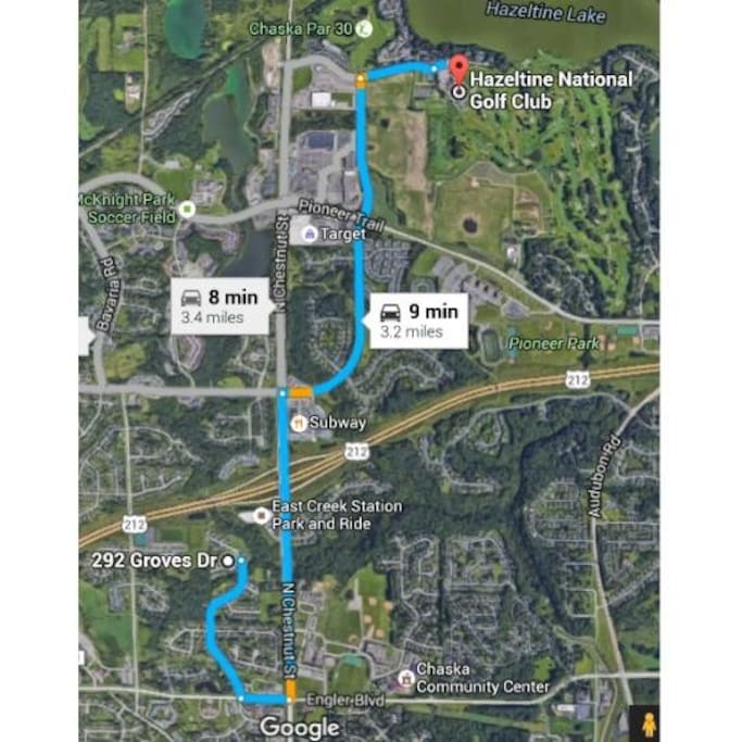 Short distance to Hazeltine.