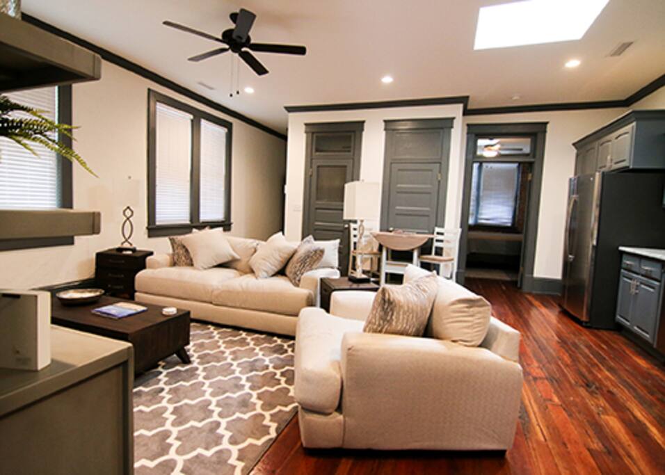 shared living and kitchen
