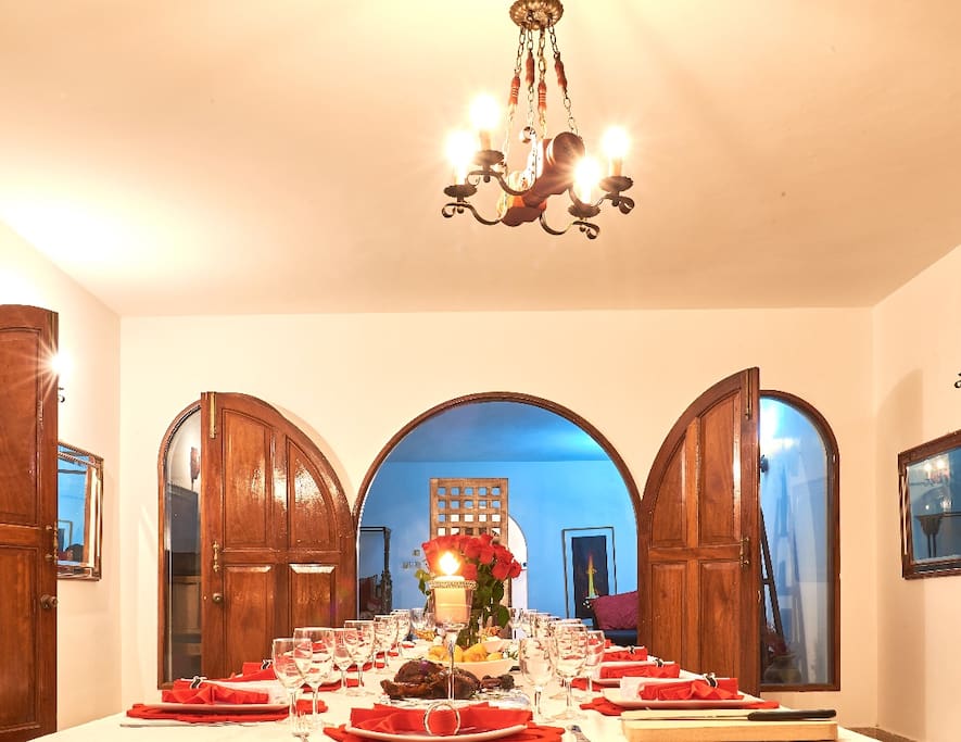 Our dinner table set for our guests
