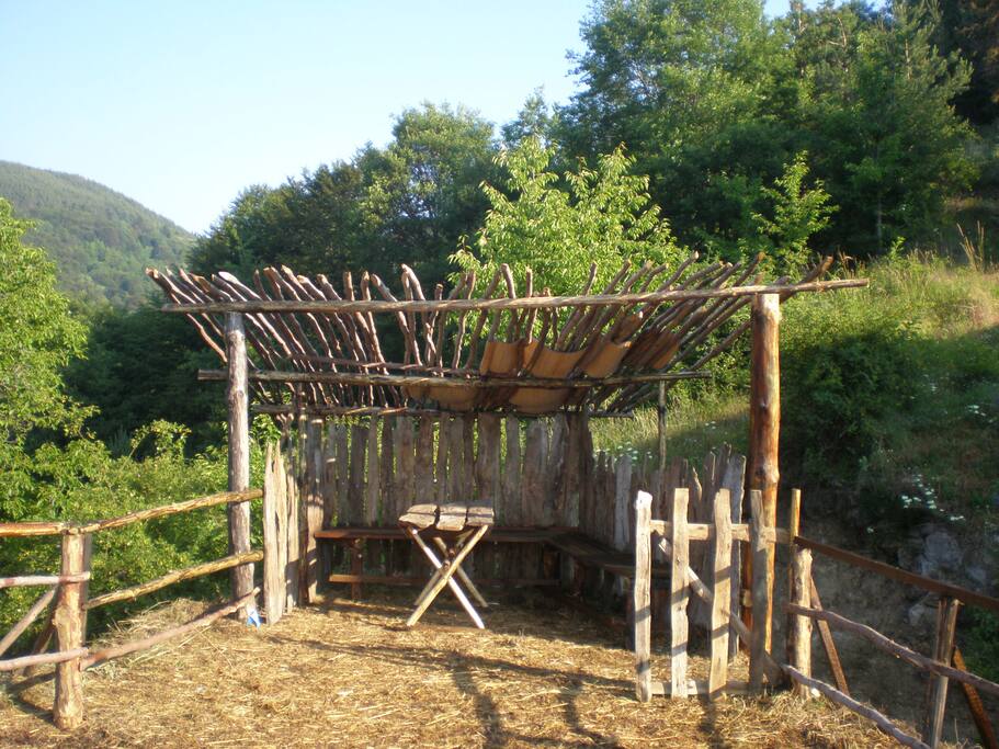 The new shelter over the workshop