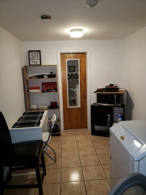kitchenette and door to bathroom. Bathroom is private for you.