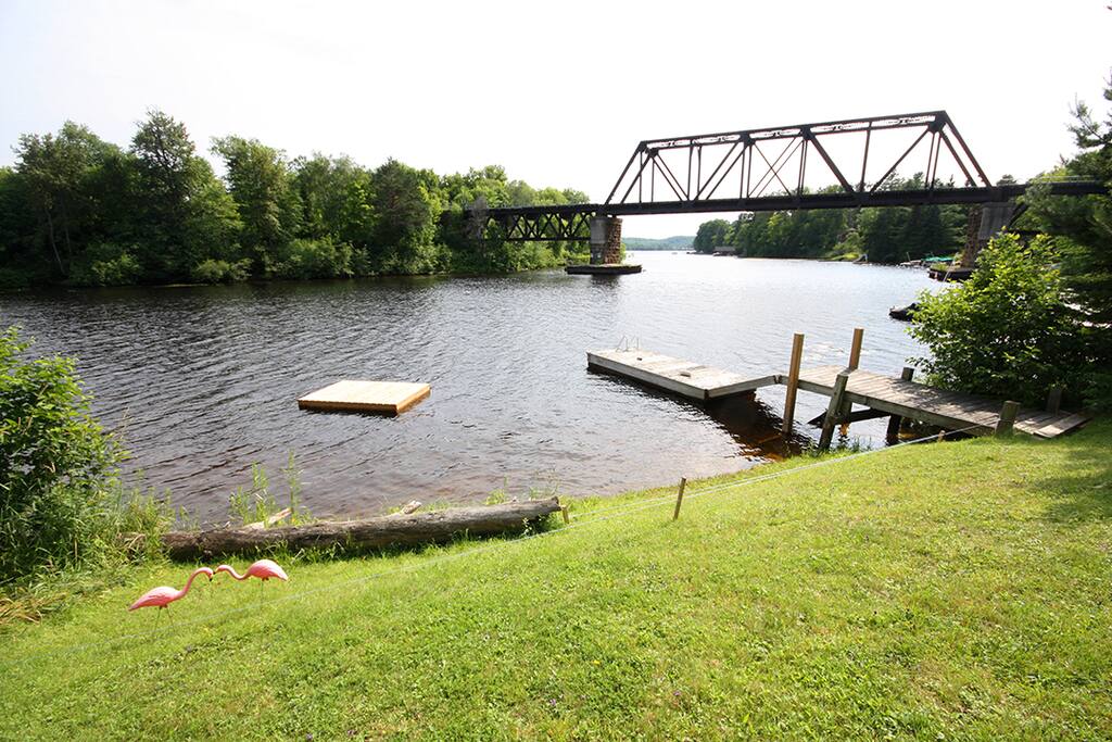 Swim in the slow moving river, refreshing, clean and warm or fish right off the dock