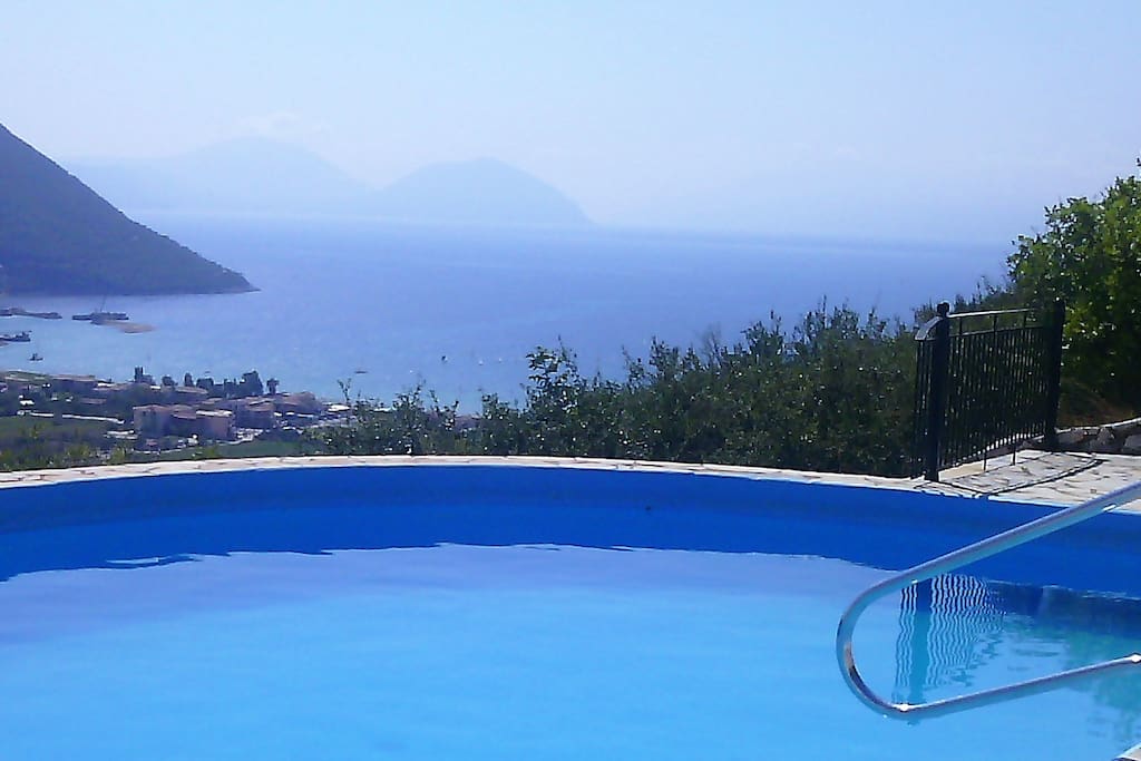 View to the sea across beautiful pool