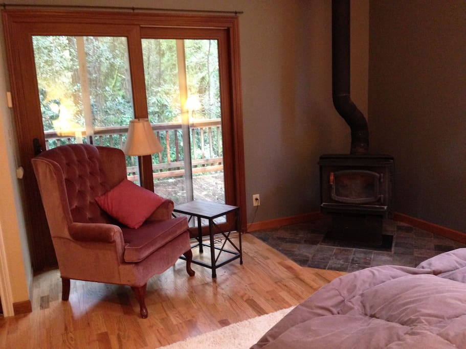 Sitting area with woodstove
