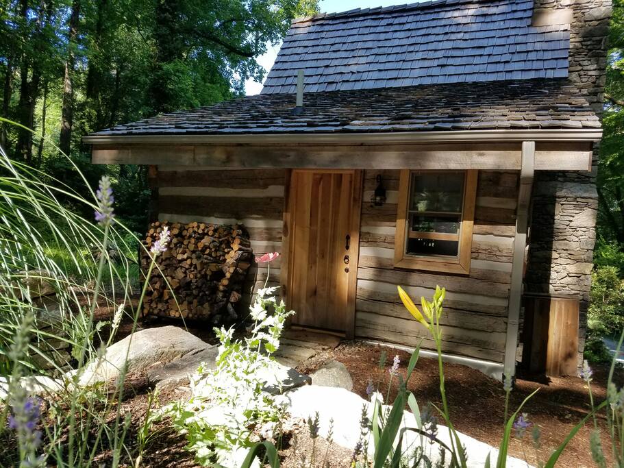 Backdoor of cabin where guests enter.