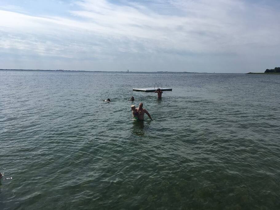 You can swim from the harbour on Strynø.