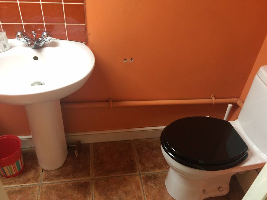 Private toilet and sink for your own personal use.