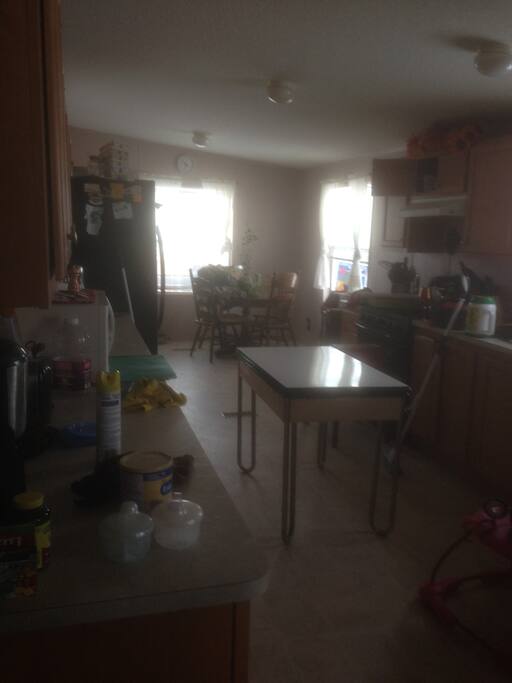 Large eat in kitchen or use the adjoining dining room. Dishwasher. Self serve, cook what you like, how you like it. BBQ grill ready for use as well.