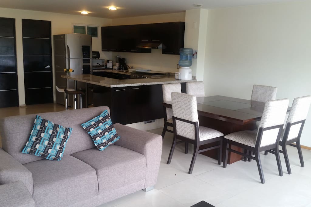 Living, dining and kitchen