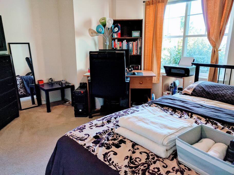 Room comes with a desk, dresser, and closet.