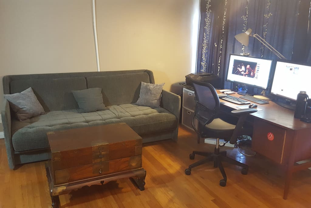 Living Room w/ Desk + Computer Workstation