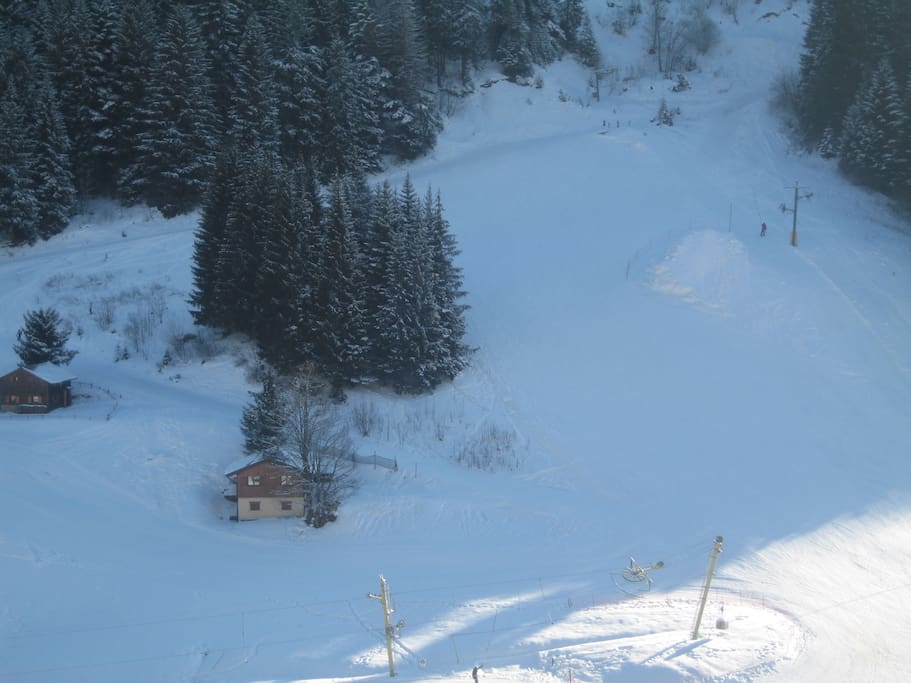 View from the balcony . Great sledging in the winter .