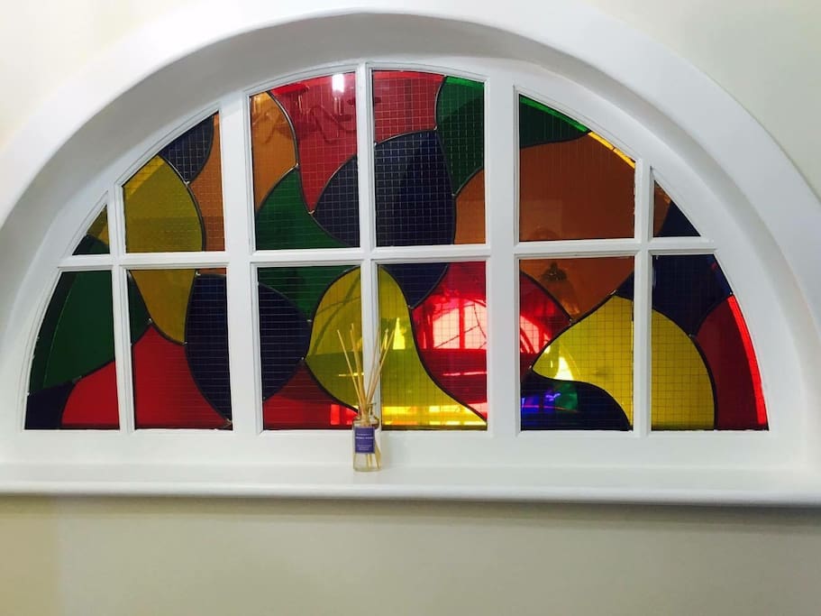 This is the hall window greeting you on arrival, constantly changing with the light.