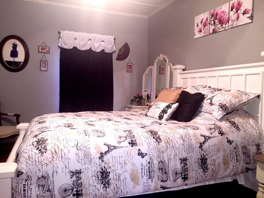 Paris Theme Bedroom with Queen Bed