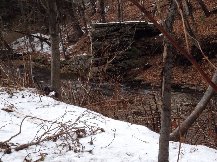Snowy stream at the back of the property.
