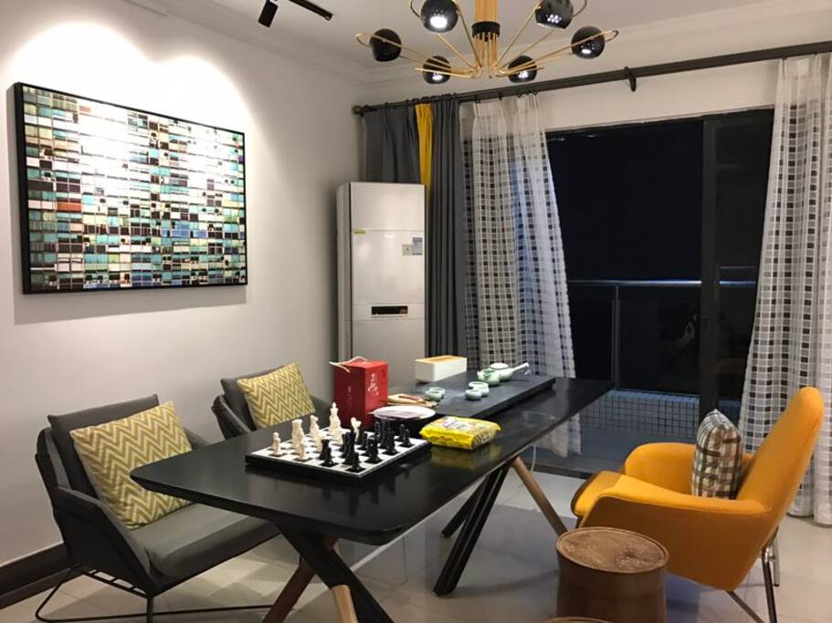 客厅,精品茶具+国际象棋