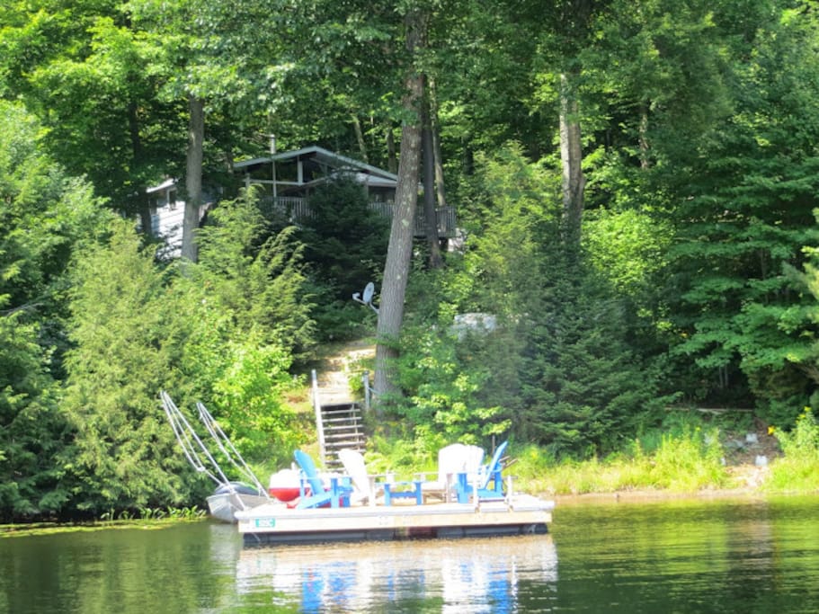 Enjoy the large dock with comfortable Muskoka chairs and great swimming