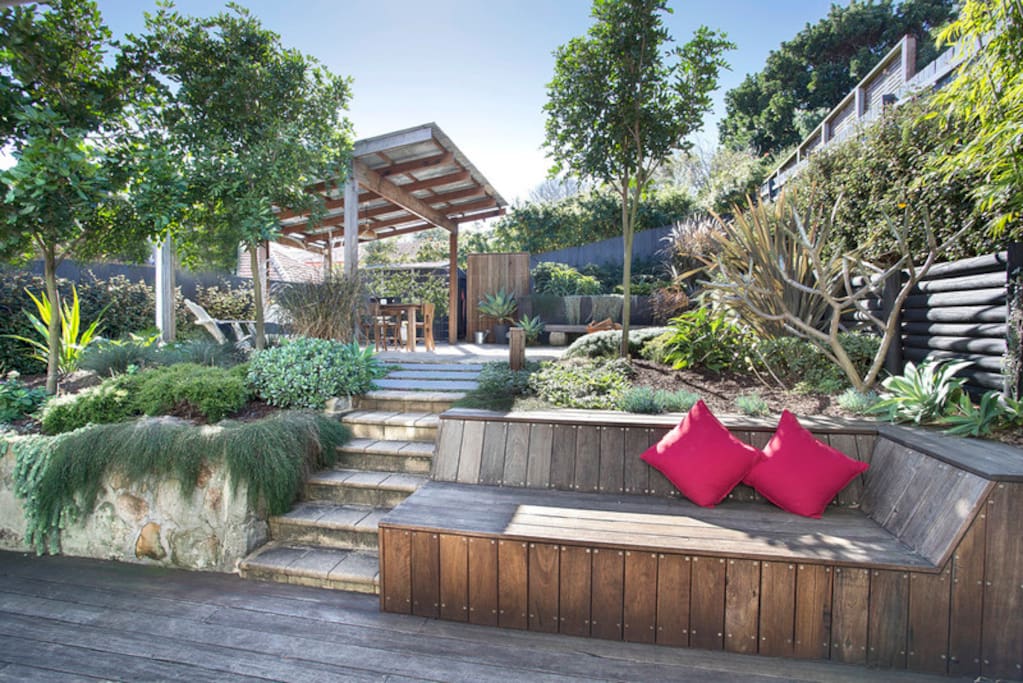 Landscaped garden and cabana