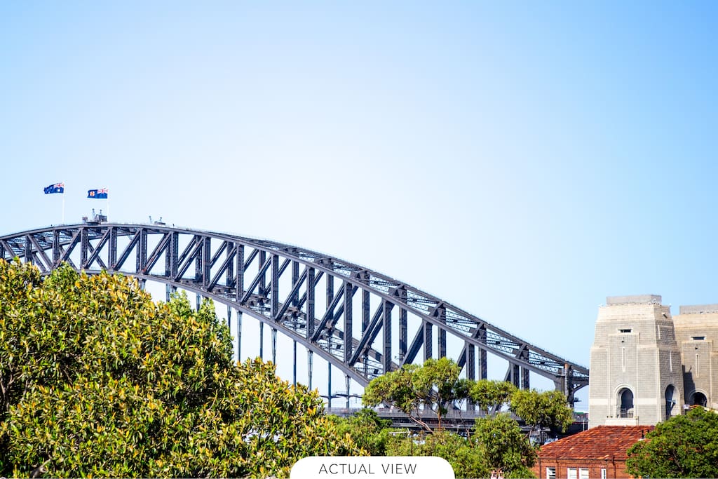 Views of the Sydney Harbour Bridge from the balcony by day