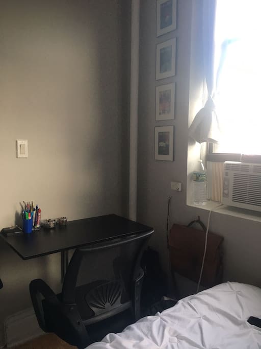 Working desk, desk chair, AC and heat for your use!