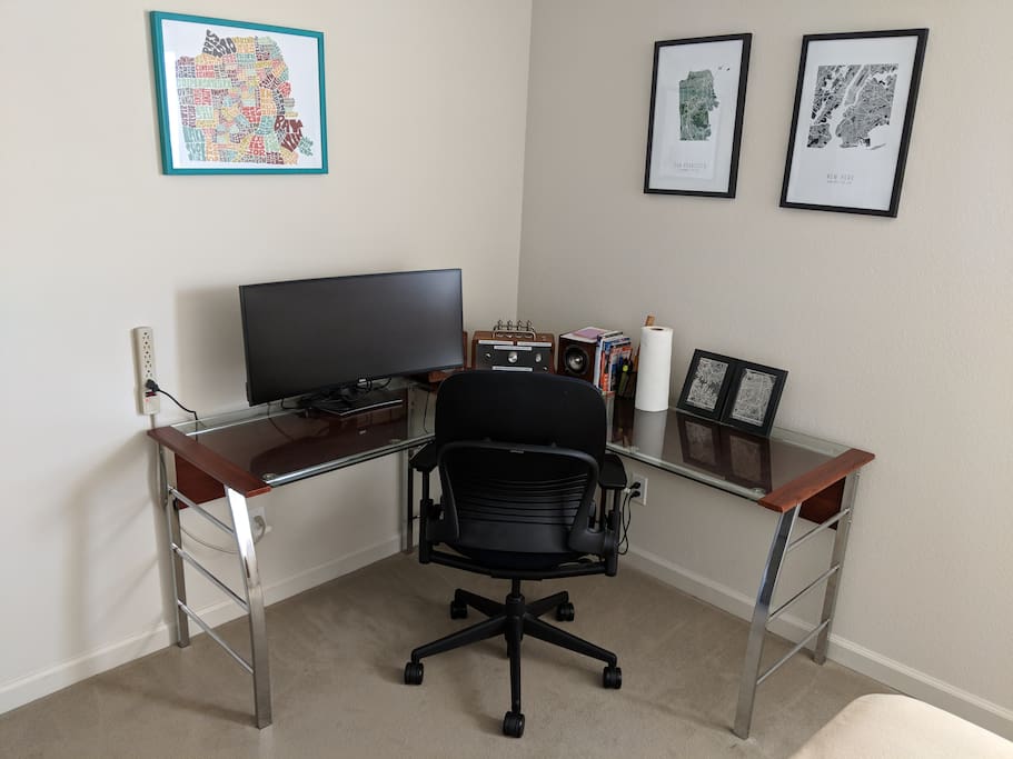 Office Desk in the Private Guest Bedroom (yes, there's a wide-screen curved monitor that you can use to hook up your laptop!).