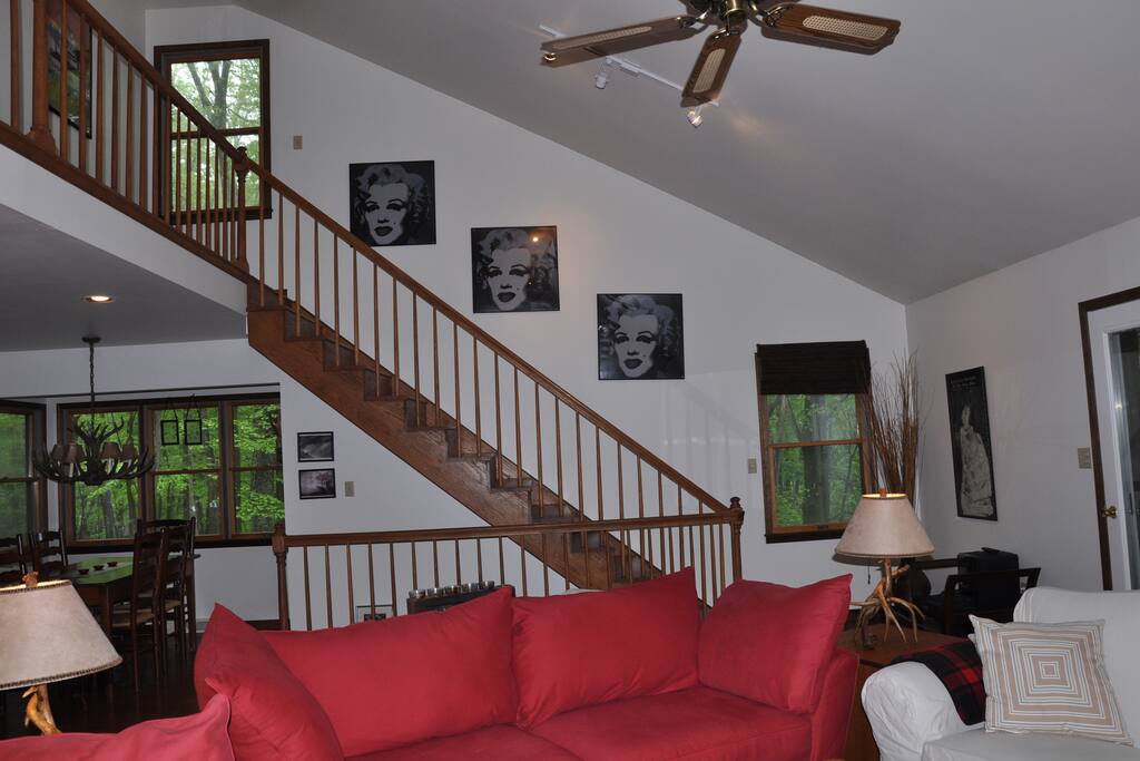 Great Room stairs tastefully appointed