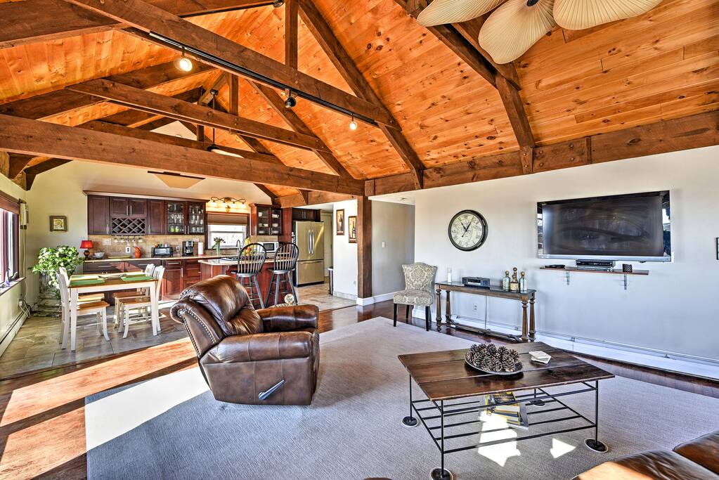 The home offers a large open concept kitchen, dining area, and living room.