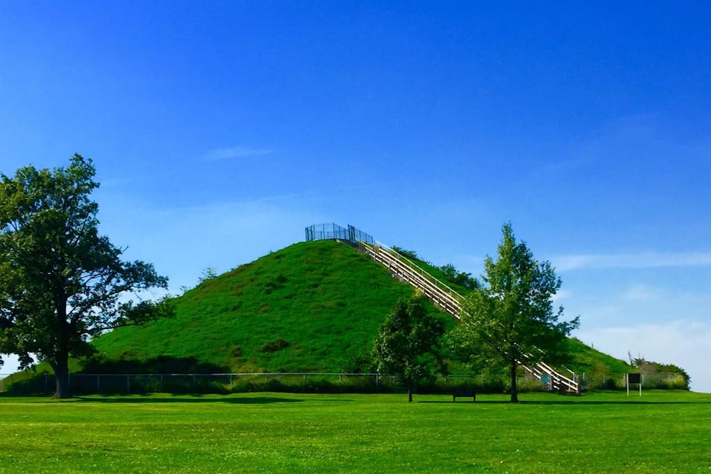 The Miamisburg Mound was built c. 2,000 years ago by the Adena culture. It stands 65 ft. high and faces the river valley. It's one of the highlights of the town. It's about 2 miles from me.