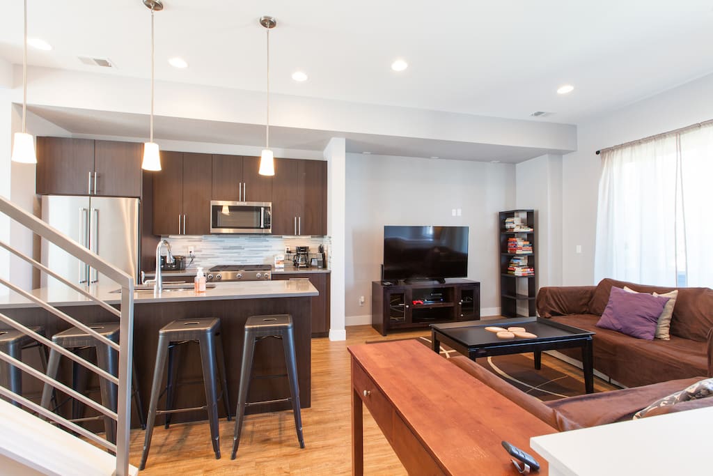Kitchen opens to the living room very nice for lots of people.