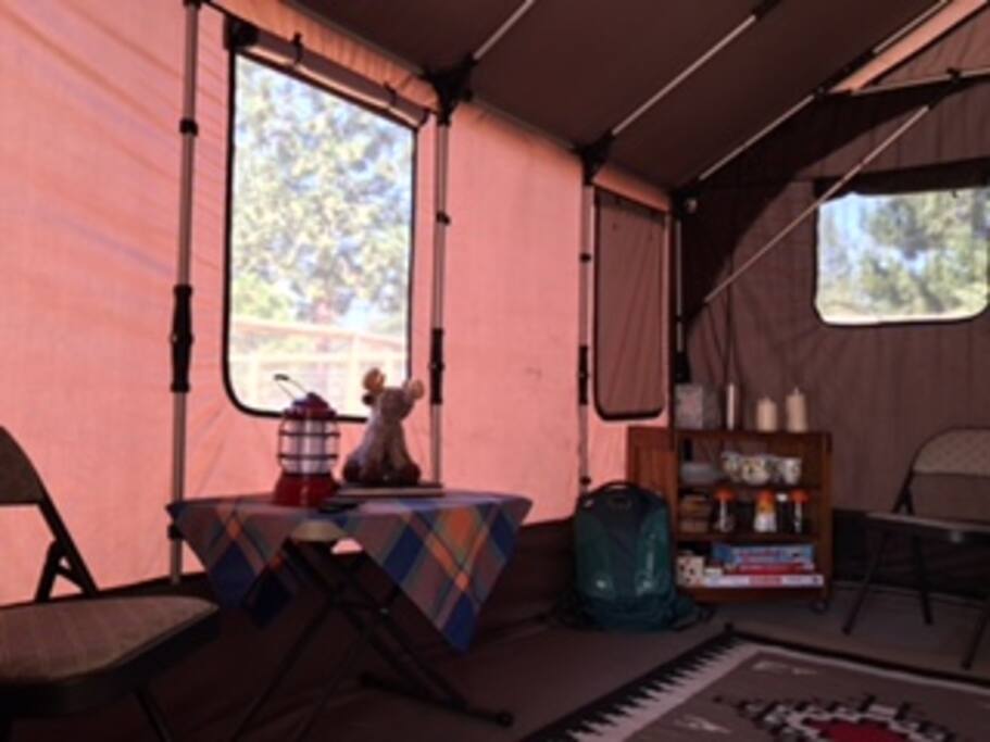 Inside of tent