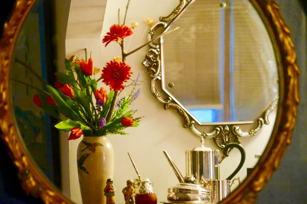 dining room - view in mirrors