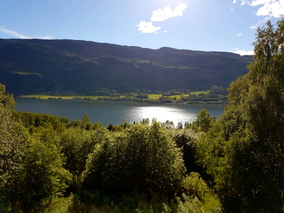 utsikt fra hagen ned mot Gudbransdalslågen.