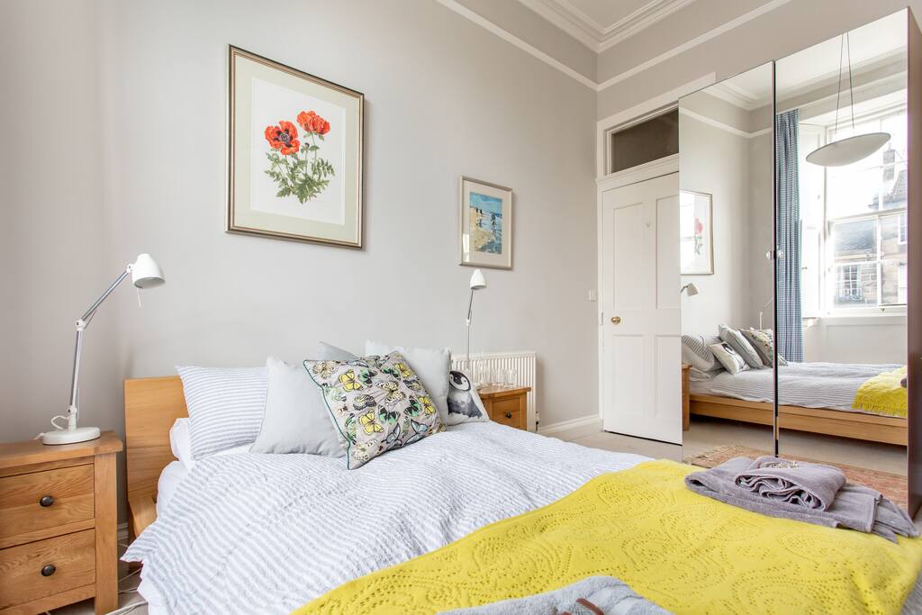 Bright sunny guest bedroom