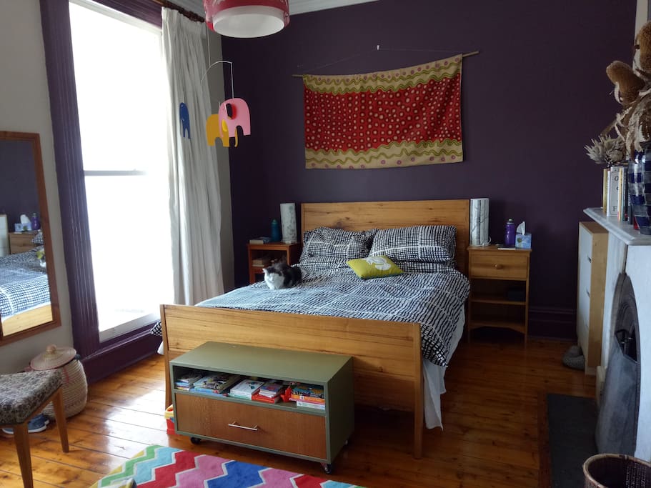 Master bedroom (featuring Basil the cat).
