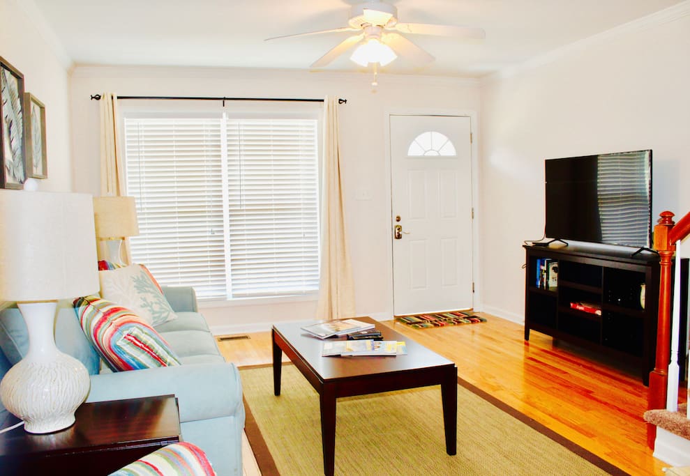 Living room with new flat screen tv