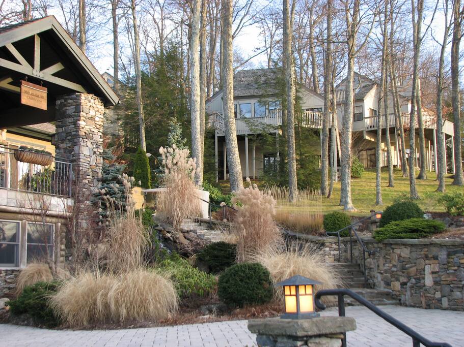 Home in background with country club house to left.